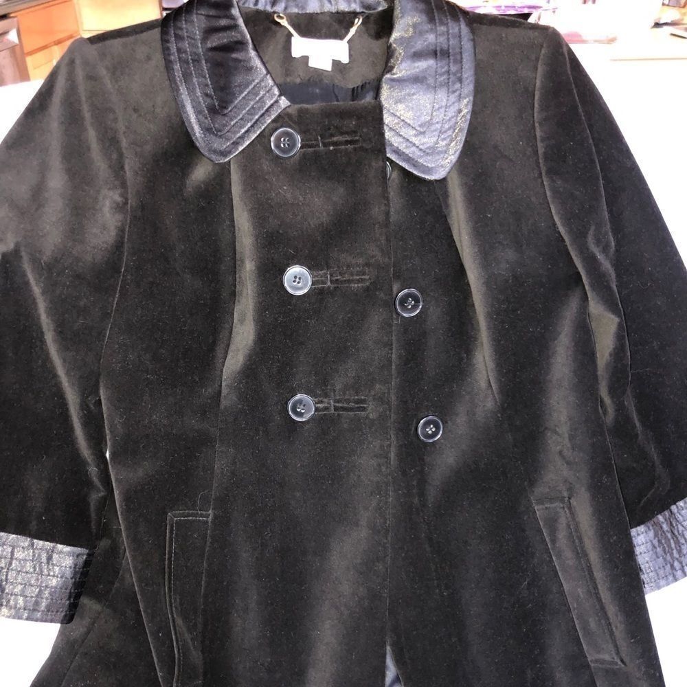 ANN Taylor Loft Women’s Small Black Velvet Coat - Picture 1 of 6